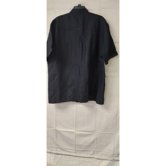 Cubavera Mens Shirt Button Up Short Sleeve Pocket Embroidered Flower Black XXL - Picture 2 of 9